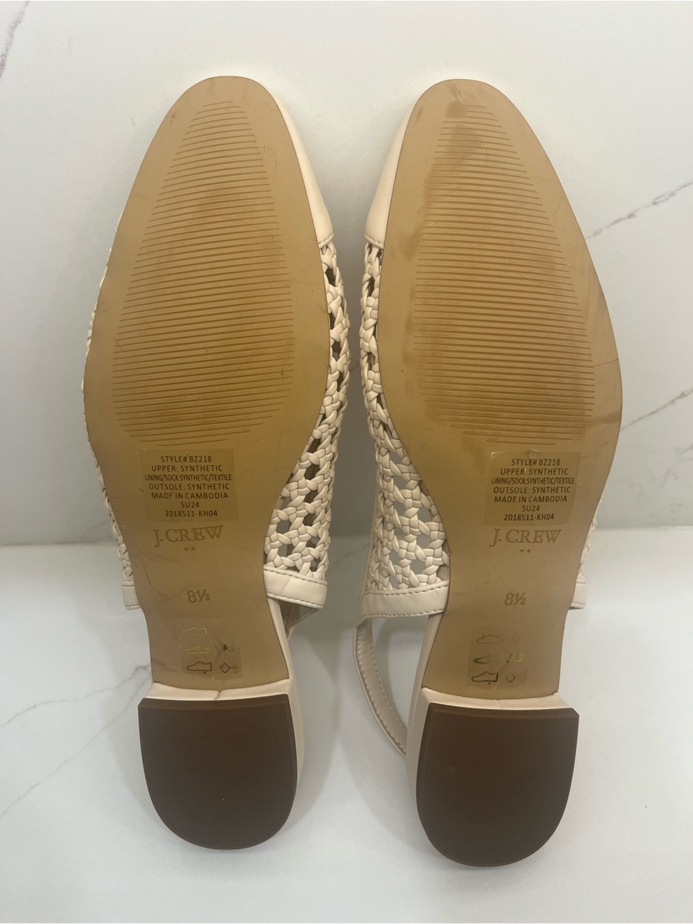 J.Crew Cream Woven Slingback Flats Size 8.5 Coastal Chic Pointed Toe Shoes - Picture 10 of 10